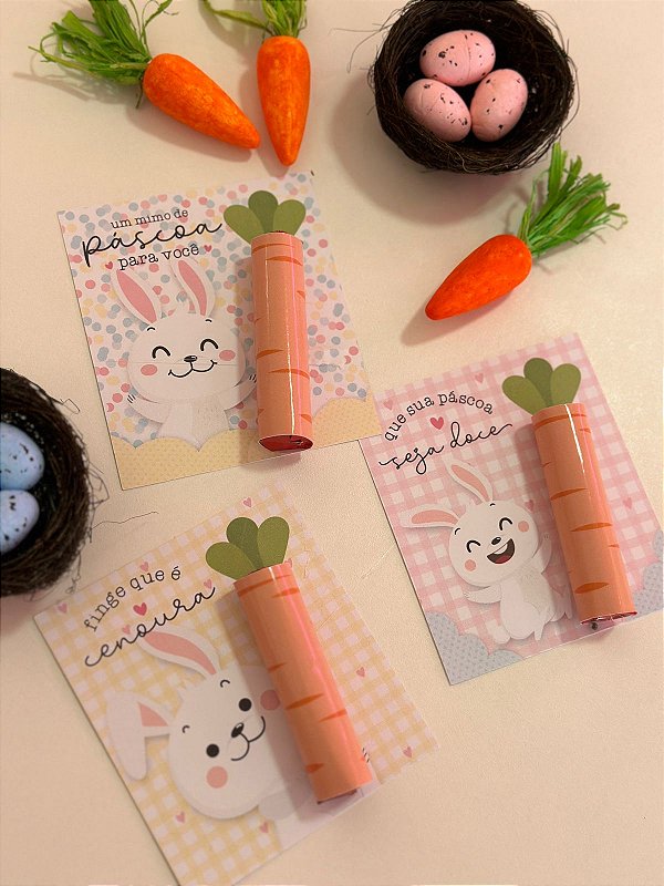 Tag personalizada com chocolate batom modelo cenoura - Código 0336