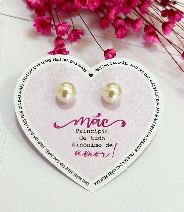 Card de coração com brinco Dia das Maes - Código 0354