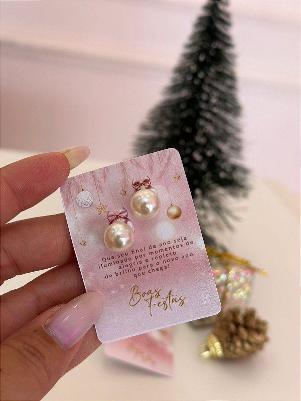 Tag Natalina personalizada com Brinco de Perola - Código 0432