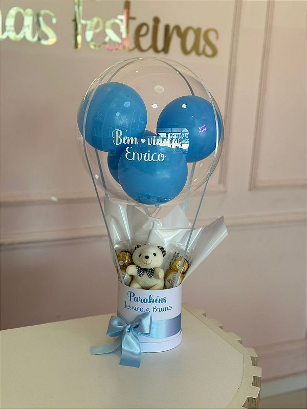 Cesta Maternidade com Mini Urso e 2 Trio de Ferrero Rocher - Código 0490