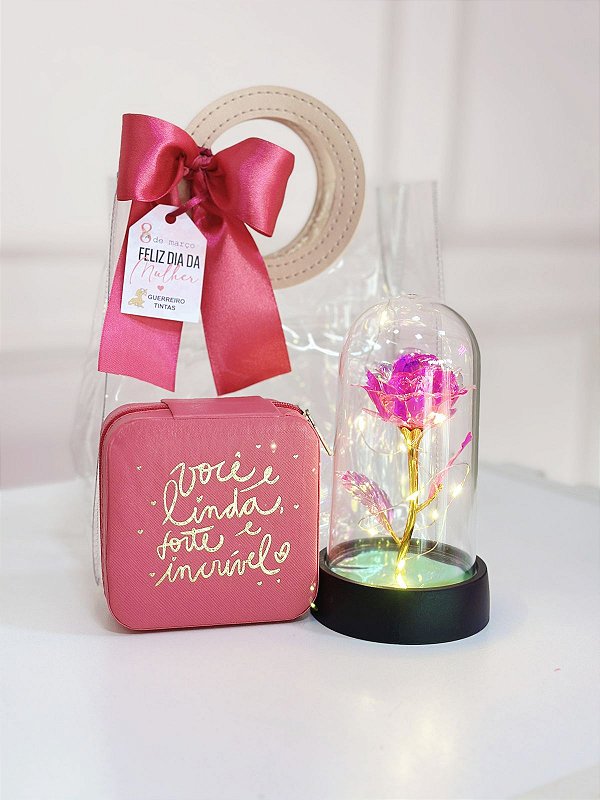 Kit Luminária Bela e a fera com led e Porta jóia - Código 0546