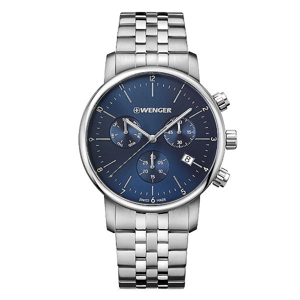 Relógio Wenger masculino urban classic chrono azul 01.1743.105