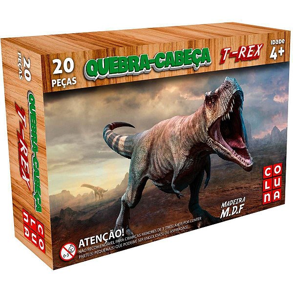 Quebra Cabeça 20 Peças T-Rex Madeira 0911 Pais E Filhos