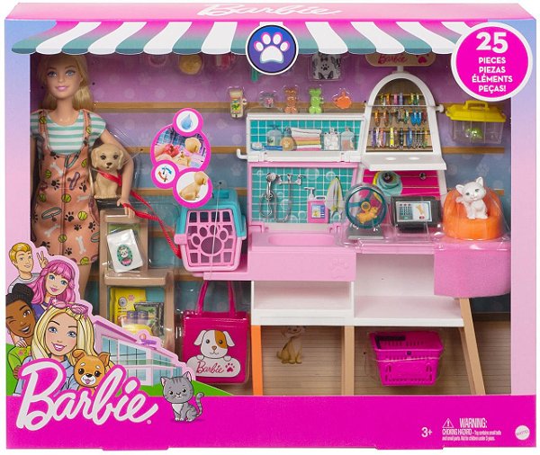 Boneca Barbie Pet Shop Animais De Estimação GRG90 Mattel