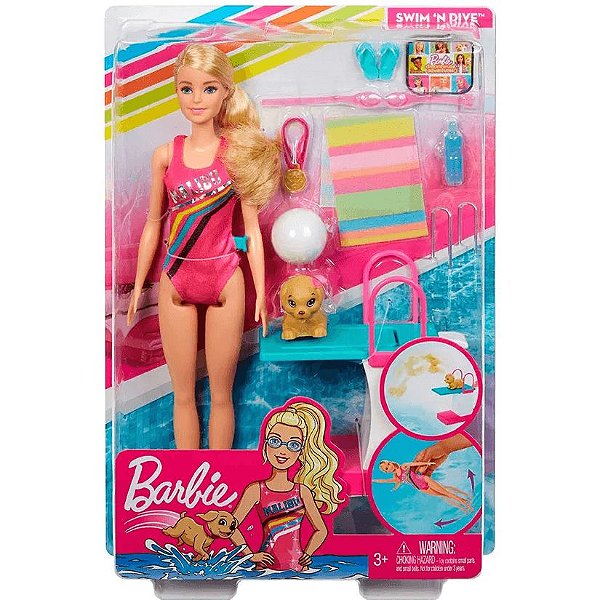 Boneca Barbie Aventuras Barbie Nadadora GHK23 Mattel