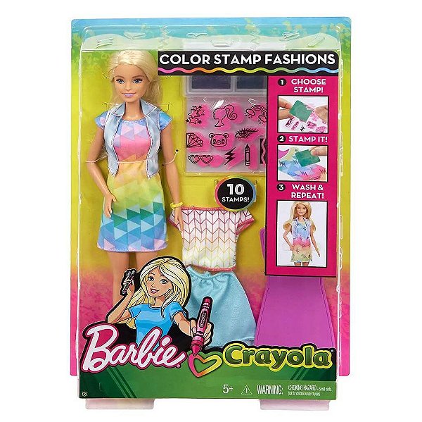 Boneca Barbie Crayola Criações Com Carimbos FRP05 Mattel