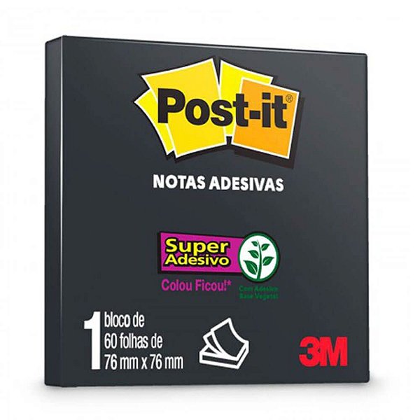 Bloco Adesivo Post-It 60 Folhas Preto 3M