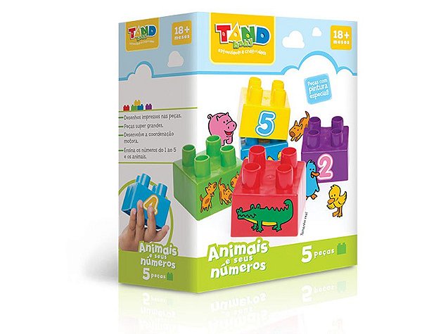 Blocos De Montar Tand Baby Animais E Números 5 Pecas Toyster