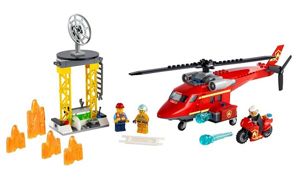 Lego Helicóptero De Resgate Dos Bombeiros 212 Peças 60281