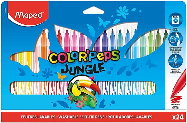 Caneta Hidrográfica Color Peps Jungle Estojo 24 Cores Maped