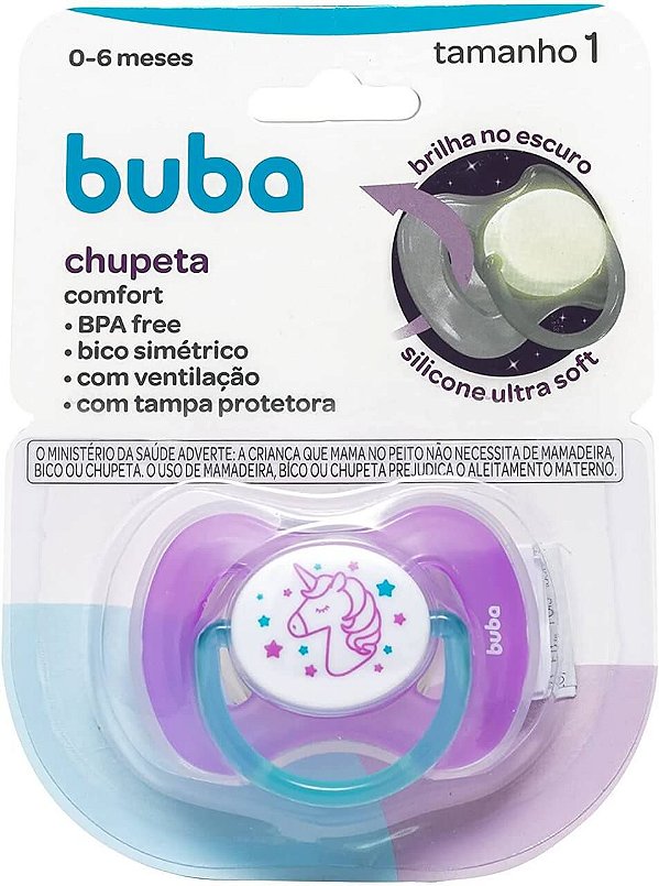 Chupeta Comfort  Noturna Tamanho 1 Unicórnio 12662 Buba