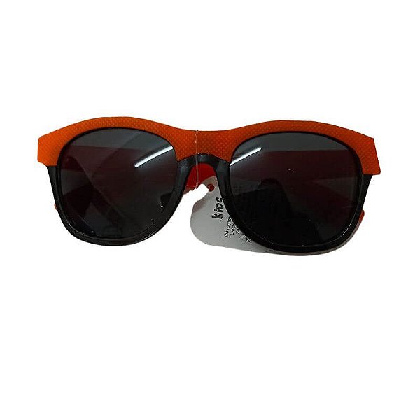 Óculos De Sol Infantil Redondo Preto Com Laranja
