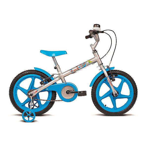 Bicicleta Infantil Rock Aro 16 Prata E Azul 10436 Verden