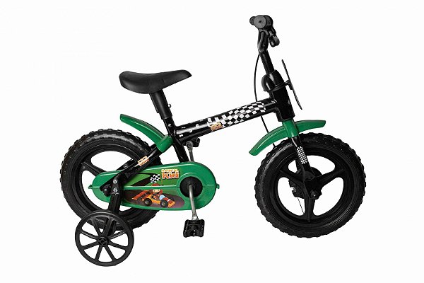 Bicicleta Aro 12 Radical Kid Preta E Verde Styll Baby