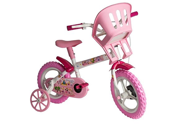 Bicicleta Aro 12 Princesinhas Bike Branca E Rosa Styll Baby
