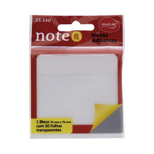Bloco De Notas Adesivo Transp C/50 Folhas 23330 Molin