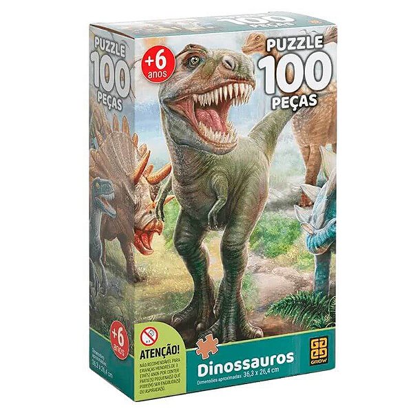 Quebra Cabeça 100 Peças Dinossauros Grow