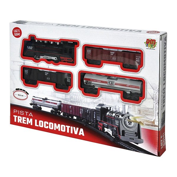 Pista Trem Locomotiva Com Luz E Som Dmt5374 Dm Toys