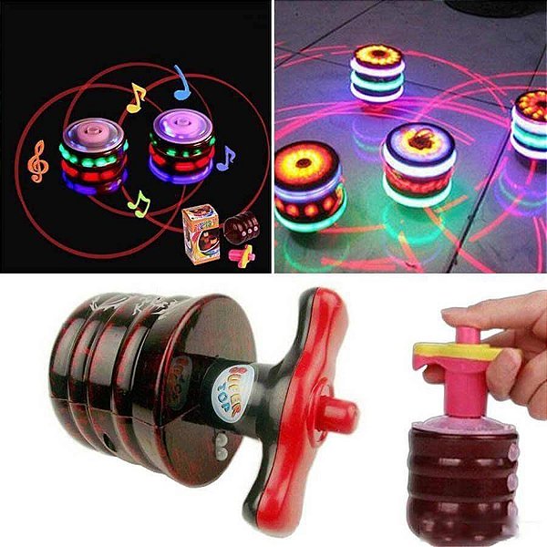 Pião Com Musica e Luz Flashing Peg-Top Unidade Super-Funi