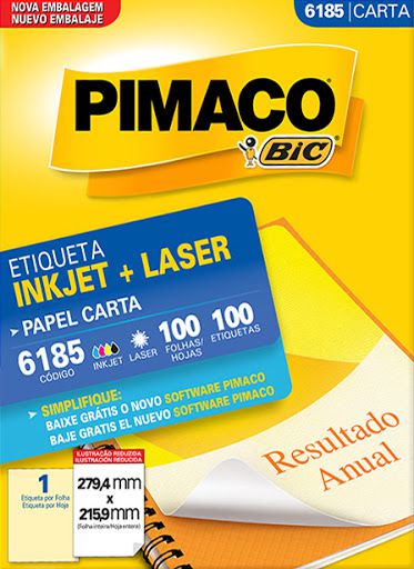Etiqueta Injekt+Laser 1 Por Página 6185 Pimaco
