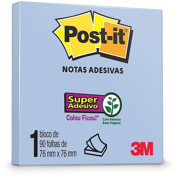 Bloco Adesivo Post-It 76x76mm 90 Folhas Azul 3M