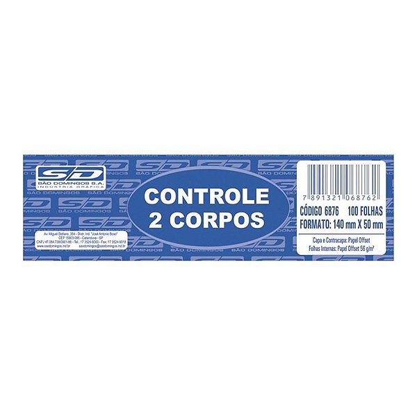Controle 2 Corpos 100 Folhas São Domingos Unidade