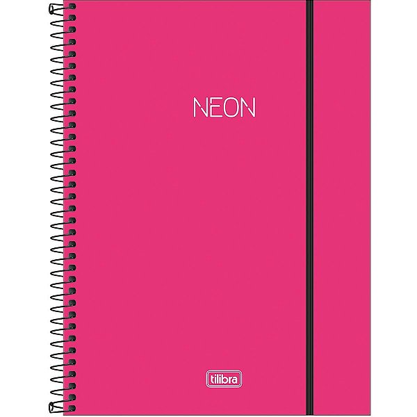 Caderno Espiral Capa Plástica Universitário 10 Matérias Neon Pink 160 Folhas Tilibra