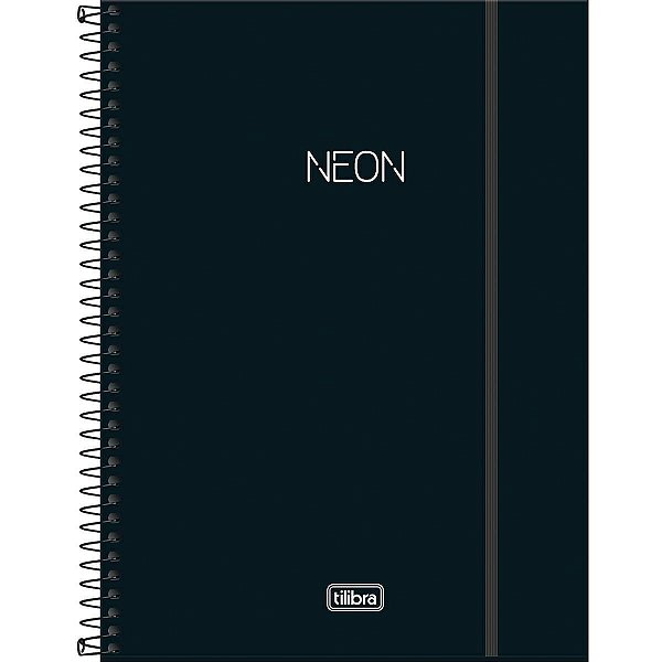 Caderno Espiral Capa Plástica Universitário 1 Matéria Neon Preto 80 Folhas Tilibra
