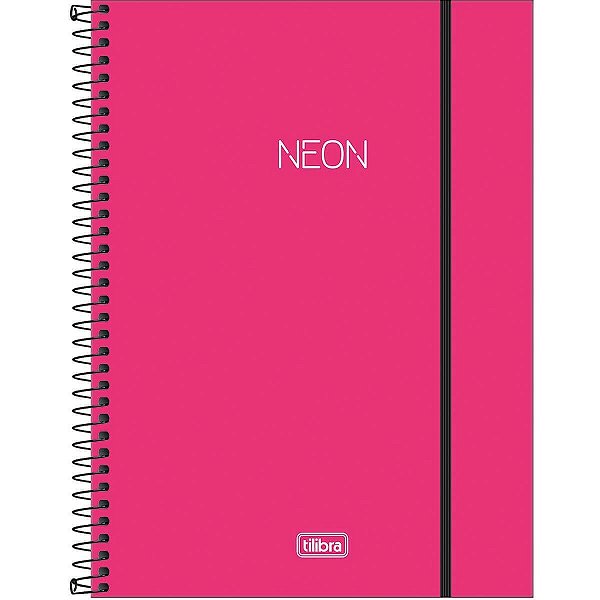 Caderno Espiral Capa Plástica Universitário 1 Matéria Neon Pink 80 Folhas Tilibra
