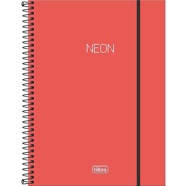 Caderno Espiral Capa Plástica Universitário 1 Matéria Neon Laranja 80 Folhas Tilibra