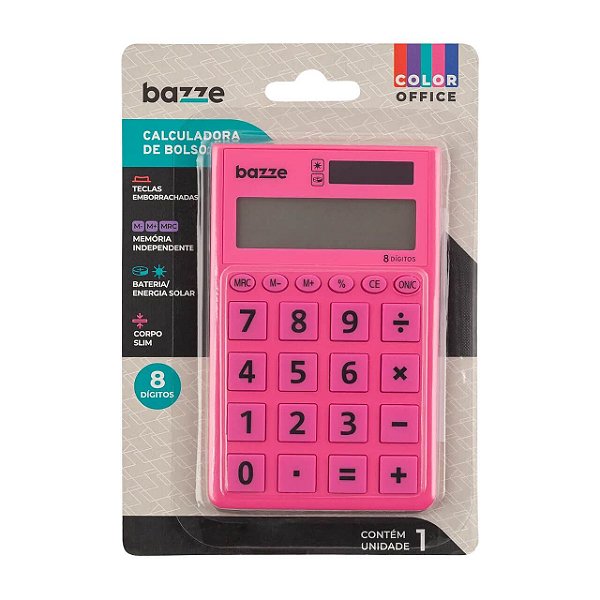 Calculadora De Bolso 8 Dígitos Rosa 618111 Bazze