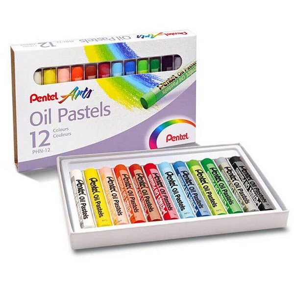 Giz Oil Pastels Estojo Com 12 Cores Arts Pentel