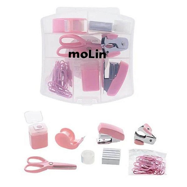 Mini Kit Office Rosa Claro Com 9 Itens Molin