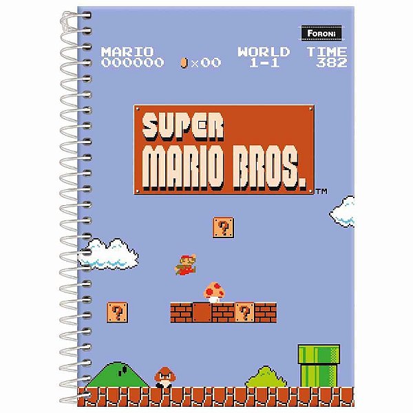 Caderno Espiral Universitário Super Mario Bros 96 Folhas Foroni