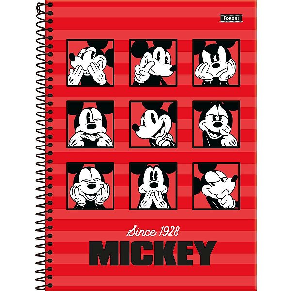 Caderno Espiral Universitário Mickey Vintage 80 Folhas Foroni