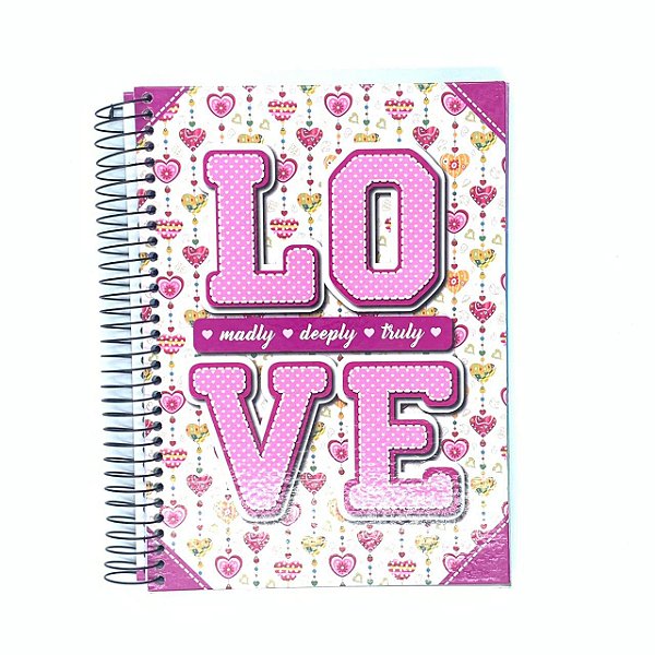 Caderno Espiral Universitário Tilibra Love Pink 10 Matérias