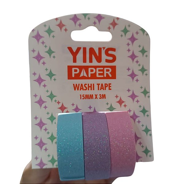 Fita Adesiva Washi Tape Glitter Candy Color YP8128 Yins Paper