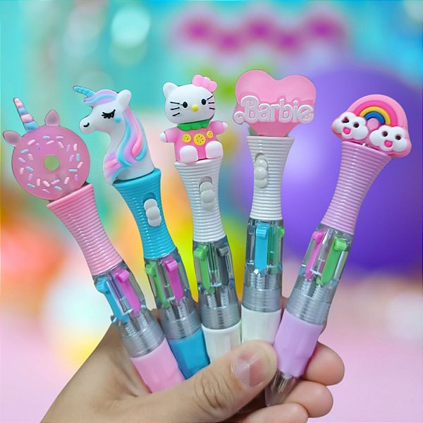 Caneta Esferográfica Divertida Com 4 Cores 1.0mm Unidade