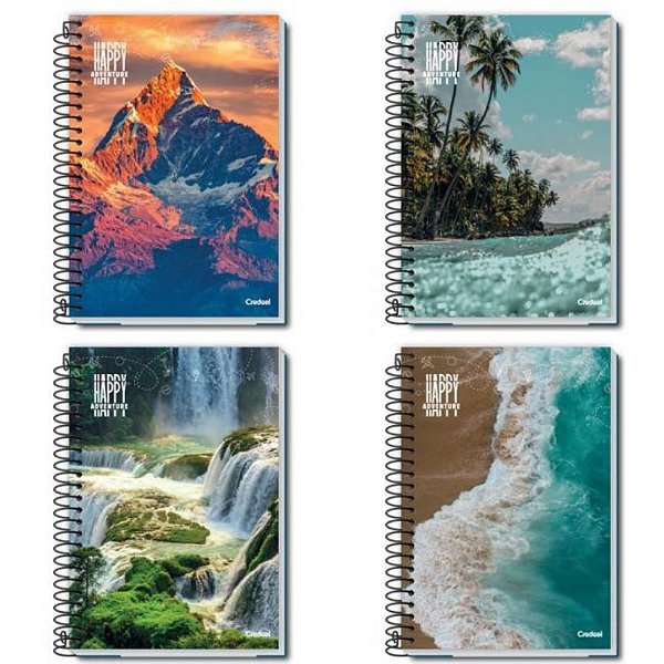 Caderno Espiral Capa Dura Happy Adventure 80 Folhas Credeal