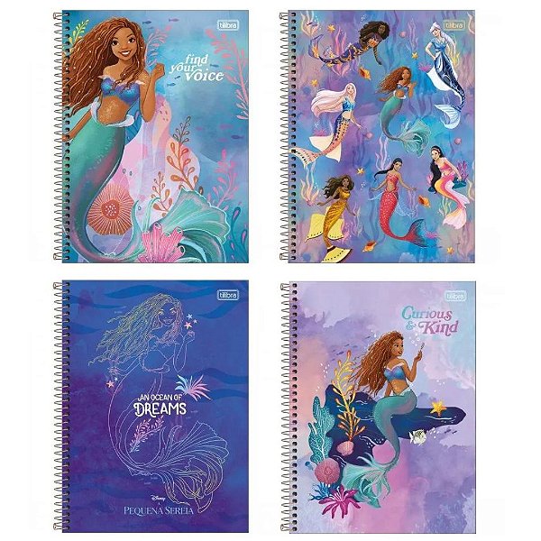 Caderno Espiral Capa Dura Pequena Sereia 80 Folhas Tilibra
