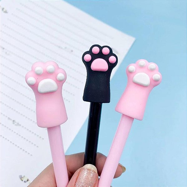 Caneta Gel Preta Divertida Pata De Gatinho 0.5mm Unidade