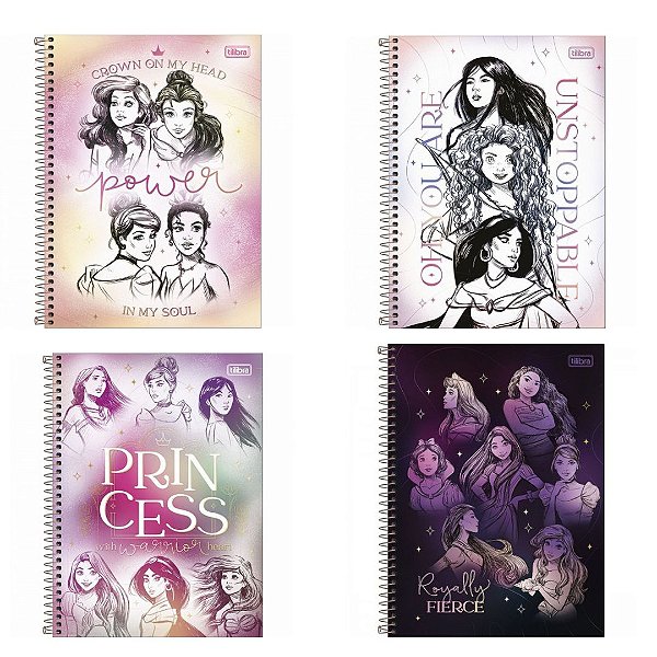 Caderno Espiral Capa Dura Princesas 80 Folhas Tilibra