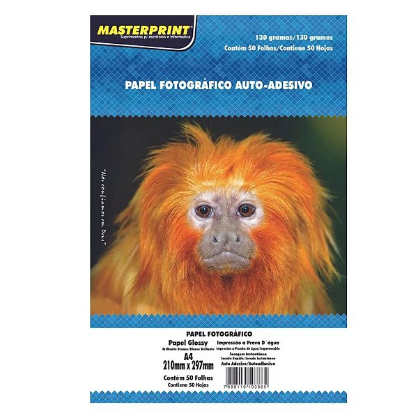 Papel Fotografico Auto Adesivo A4 130g 50 Folhas Masterprint