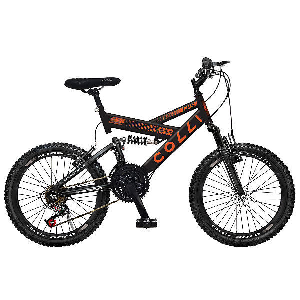 Bicicleta GPS Preto Fosco Dupla Suspensão 21 Marchas Aro 20 310-72D Colli