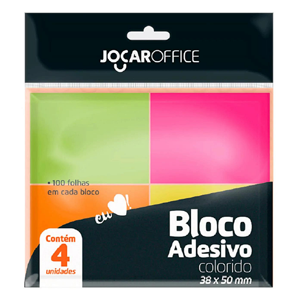 Bloco Adesivo Colorido Neon 91115 Jocar Office