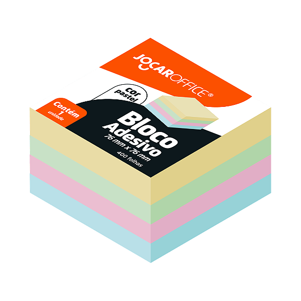 Bloco Adesivo Colorido Tom Pastel 76x76mm 400 Folhas 10219 Jocar Office
