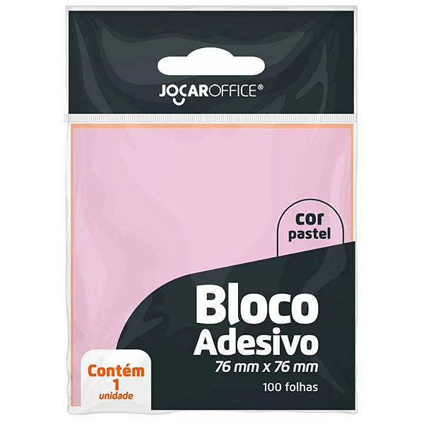 Bloco Adesivo 76x76mm Rosa Pastel Com 100 Folhas 10132 Jocar Office