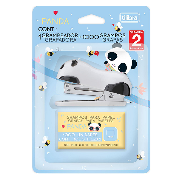 Mini Grampeador Com Grampo Panda 12 Folhas Tilibra