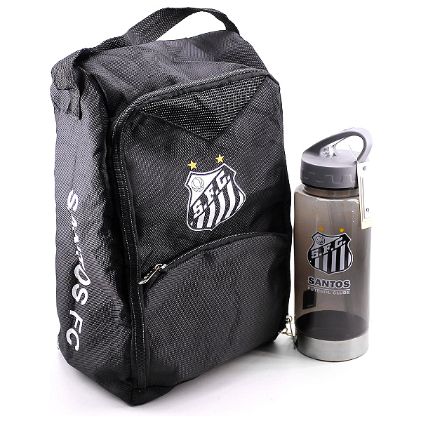 Conjunto Garrafa Plástica 750ml E Bolsa Santos Futebol Clube