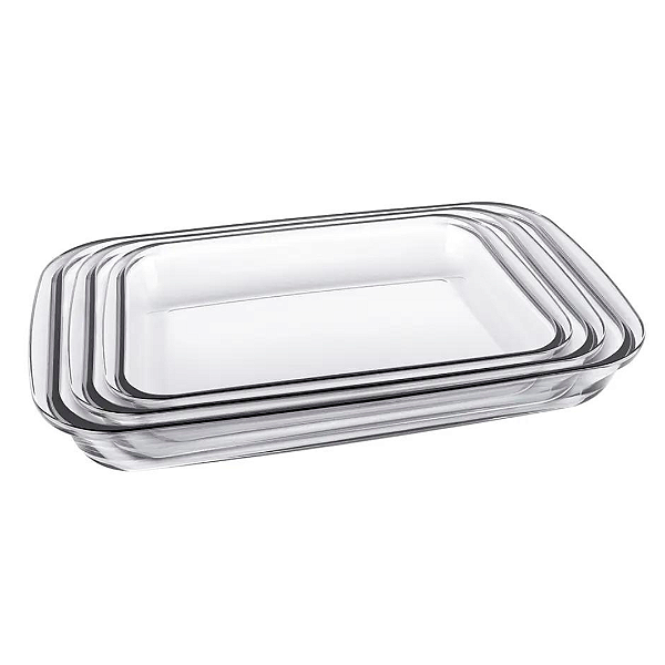 Conjunto De Assadeira Retangular Clear Com 3 Peças CXKP-L3 Diamonds